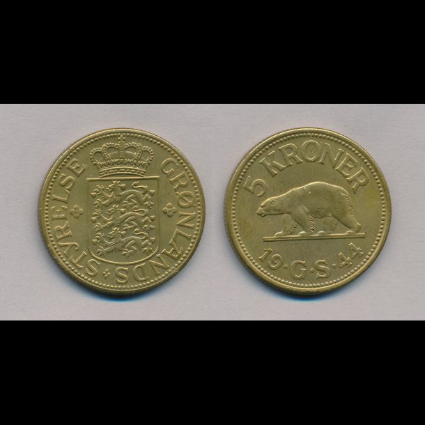 1944, 5 kroner, Grnland,