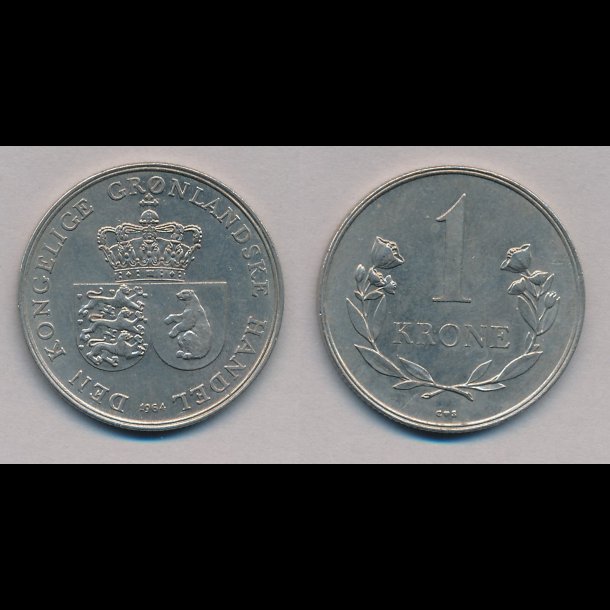 1964, 1 krone, Grnland,