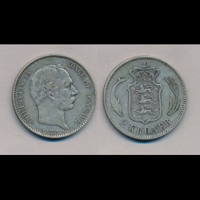 1875, 2 kroner, slvmnt, 1++,