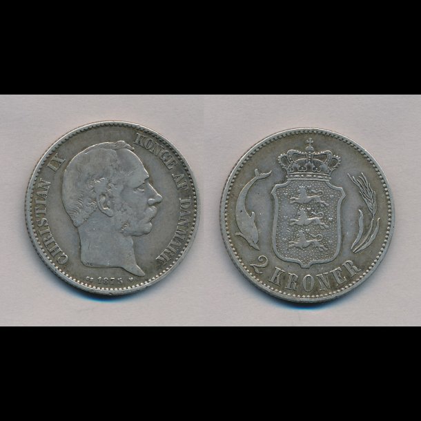 1875, Christian IX, 2 kroner, slvmnt, 1+