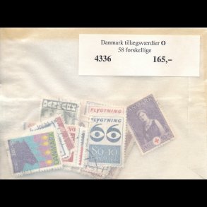 Danske frimrker, tillgsvrdier, 58 forskellige, ʘ