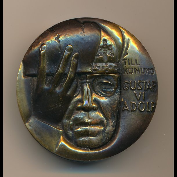 1973, Gustaf VI Adolf, Svenska Arkeologiske Samfund, Kauko Rsnen, bronze medalje, trske,