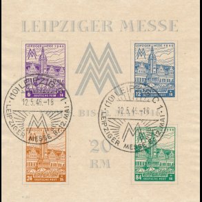 .41-44, Westsachsen, Allieret besttelse 1946, Leipzig messe, miniark, ʘ