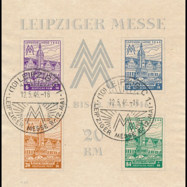 .41-44, Westsachsen, Allieret besttelse 1946, Leipzig messe, miniark, &#664;