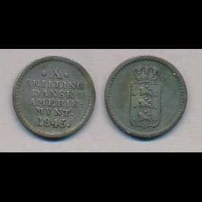 1845, Dansk Vestindien, Dansk Amerikansk mnt, X skilling, 1+