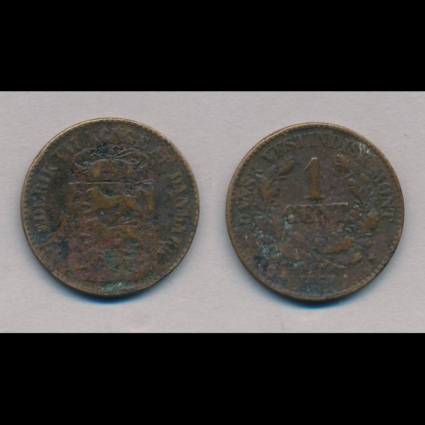 1860, Dansk Vestindien, 1 cent, 1-