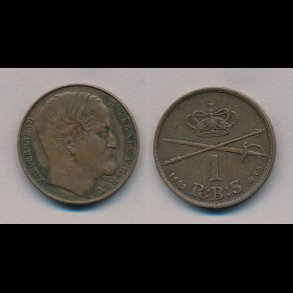 1852, Frederik VII, 1 Rigsbank skilling, VS, stort hoved, S3