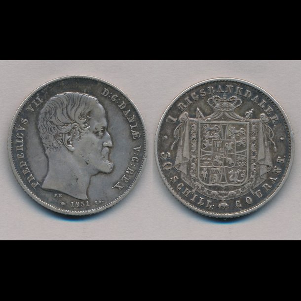 1851, VS, Frederik VII, 1 Rigsbankdaler, 1+
