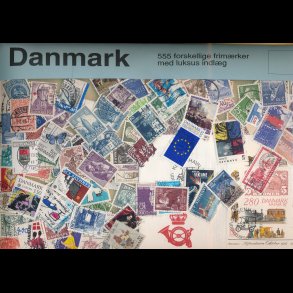 555 forskellige danske frimrker med luksus indlg,