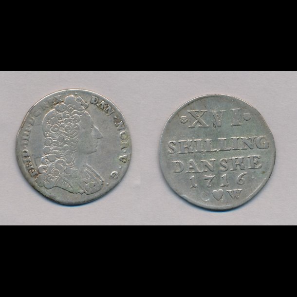 1716, Frederik IV, 16 skilling, 1+, H47,