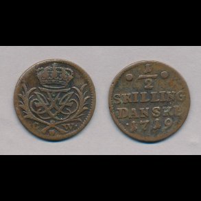 1719, Frederik IV,  skilling, 1 (+), H55,