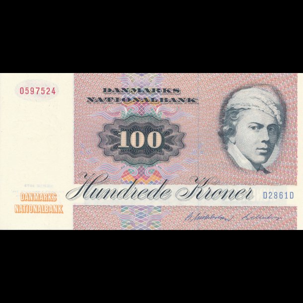 1986, 100 kroner, seddel, D2, 0 / 01,