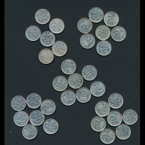 Tilbud! S�t med 5 stk 25 �re fra 1913-15-16-18-19,