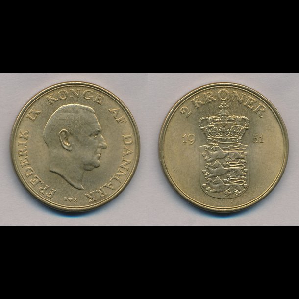 1951, Frederik IX, 2 kroner, 0 / 01,