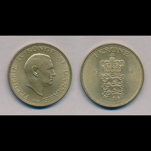 1954, Frederik IX, 1 krone, 01,