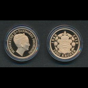 2010, 1000 kroner, Dronning Margrethes 70 rs fdselsdag, guldmnt,