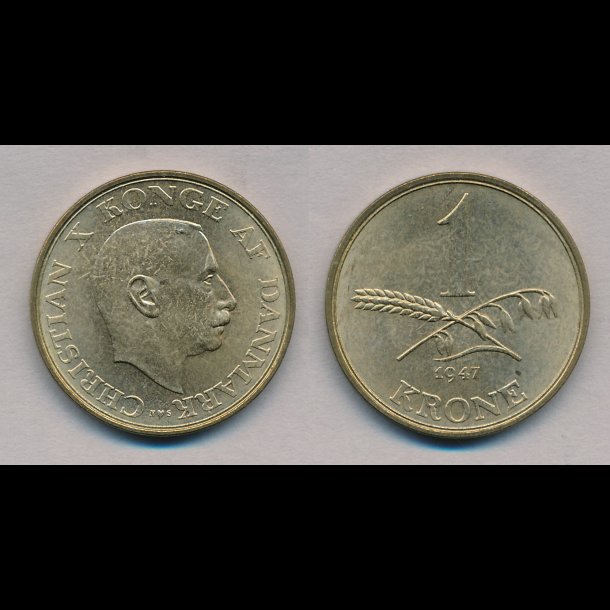 1947,Christian X,  1 krone, 0