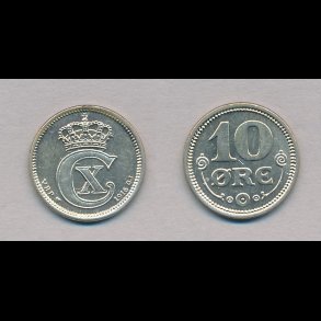 1916, 10 re, slv, 01, NEDSAT fra 110,-kr,