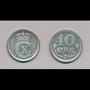 1918, 10 re, slv, 0, NEDSAT fra 50,-kr,