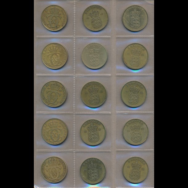 1925 - 1958, 2 kroner, 15 forskellige rstal,  (0139)