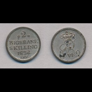 1836, Frederik VI, 2 rigsbank skilling, 0, H33,