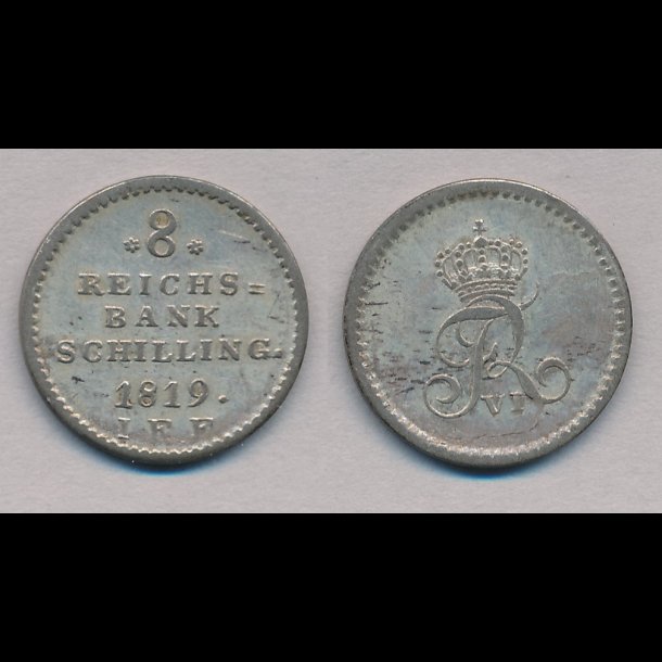 1819, Frederik VI, 8 rigsbank skilling, 01, H31C,