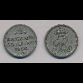 1836, Frederik VI, 2 rigsbank skilling, 1+, H34,