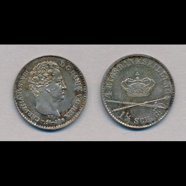 1842, Christian VIII, 4 rigsbank skilling, VS, 01 / 0, H8B,