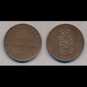 1814, Frederik VI, rigsbanktegn, 16 skilling, 1