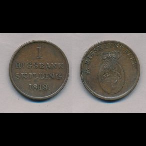 1818, Frederik VI, 1 rigsbank skilling, 1+,