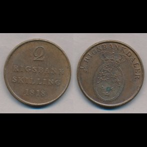 1818, Frederik VI, 2 rigsbank skilling, 01