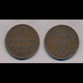 1818, Frederik VI, 2 rigsbank skilling, 1,