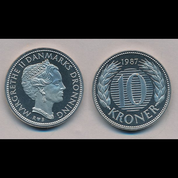 1987, 10 kroner, M, begrnset lager,
