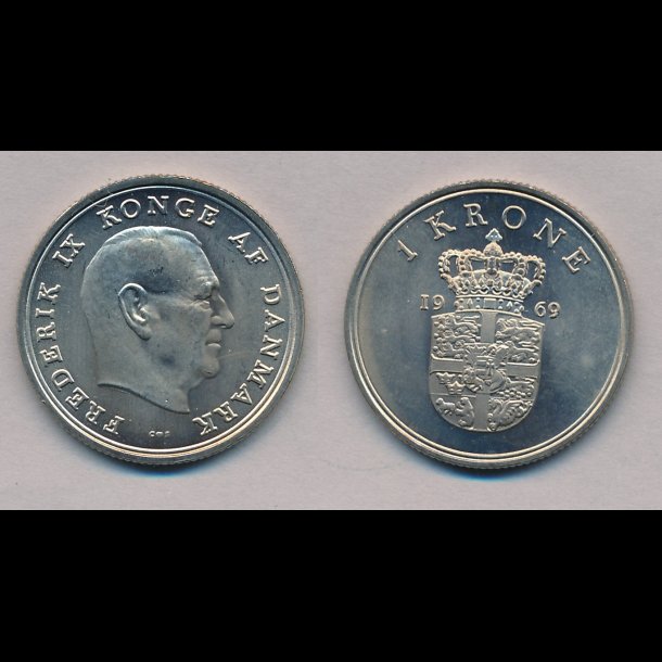 1969, 1 krone, 0 / M,