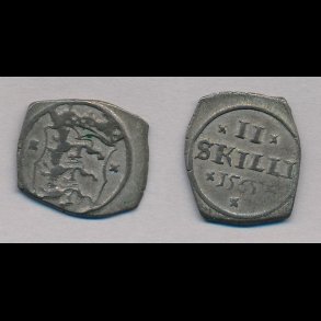 1565, Frederik II, 2 skilling klipping, 1+, H16,