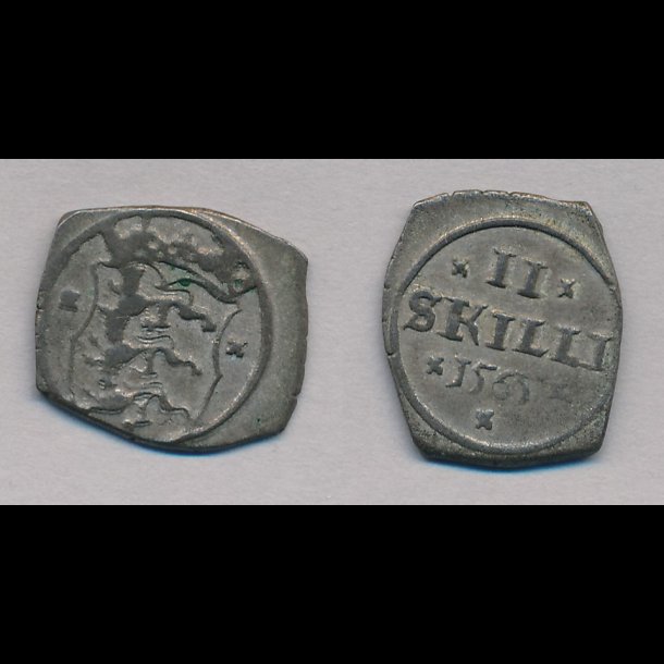 1565, Frederik II, 2 skilling klipping, 1+, H16,