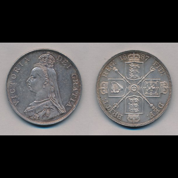 1887, England, Victoria, double florin, 2 shilling, 01,
