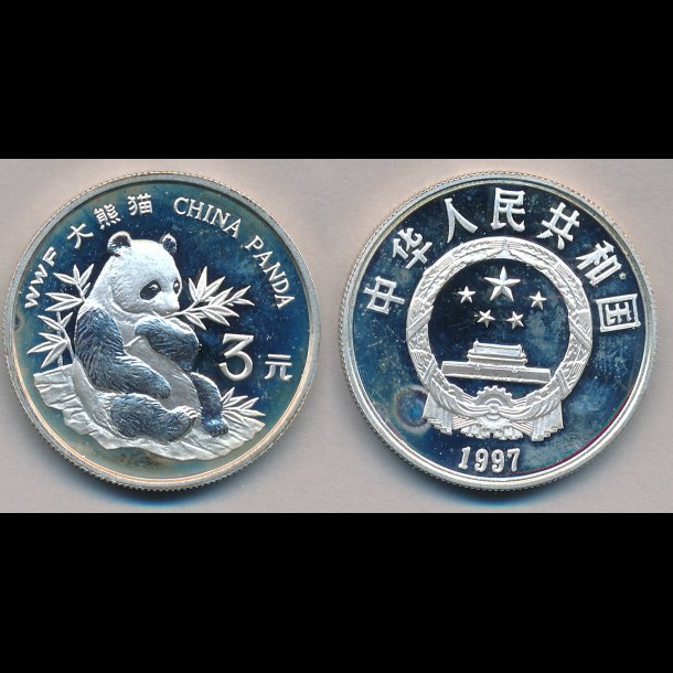 1997, Kina, 3 yuan, panda, WWF-Coin,