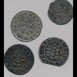 1676-81, Christian V, skillingsmnter, 4 stk, 1,