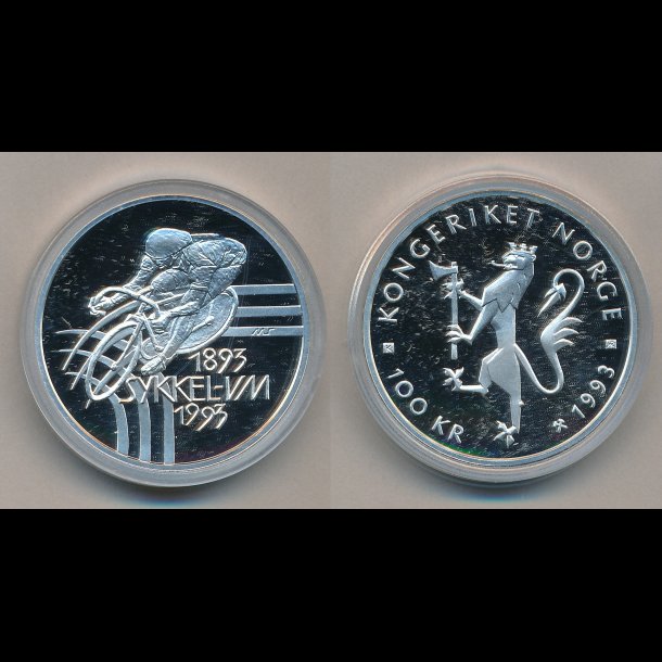 1993, Norge, Sykkel VM, 100 kroner, Bane, proof,