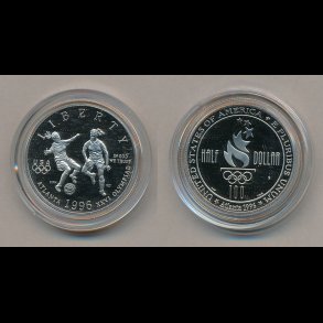 1996, USA, half dollar, Olympiade i Altanta, Fodbold,