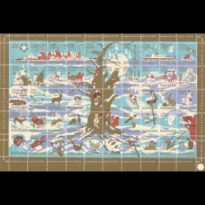 1960, Vinterlandskab, helark, ufoldet, dobbelt perforering nederste to r�kker,