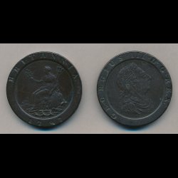 1797, England, George III, Chartwheel, two pence, spionmnt,