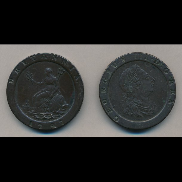 1797, England, George III, Chartwheel, two pence, spionmnt,