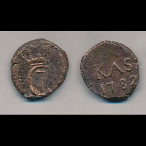 1782, Trankebar, Christian VII, 10 kas, kobber, S81,