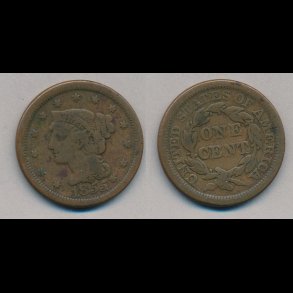 1855, USA, 1 cent, 1,