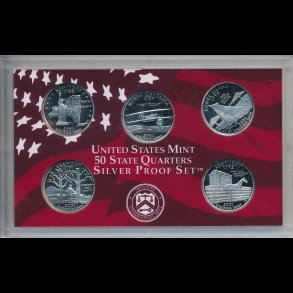 2001, USA, quarter m�nts�t, s�lv proof s�t,