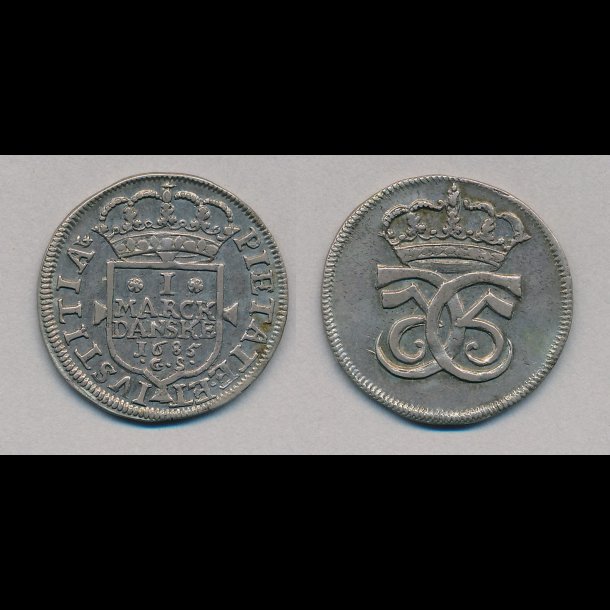 1685,  Christian V, 1 marck danske, 0 / 01,