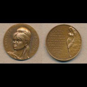 Birgitte Bardot, Frankrig, bronze medalje, 41 mm , 30,6 g