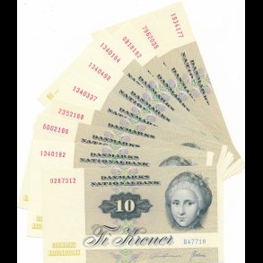 1977, 10 kroner, sedler, 1 bundt, 10 sedler,